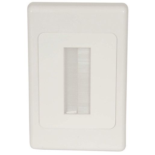 WALL PLATE BRUSH CABLE ENTRY WHITE
