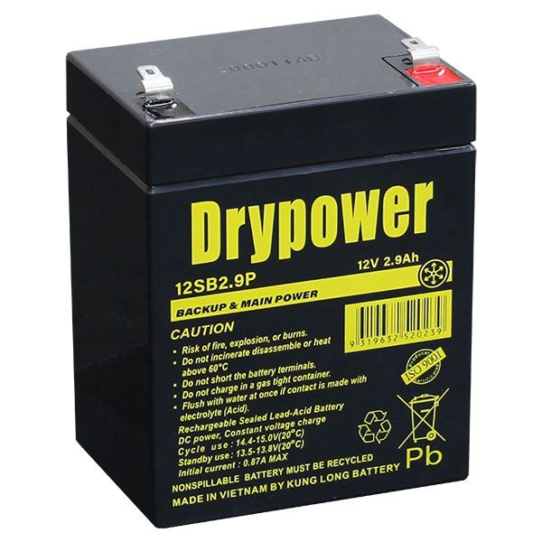 12SB2.9P Drypower 12V 2.9Ah Sealed Lead Acid Battery