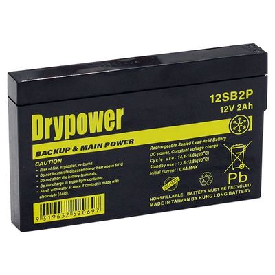 12SB2P Drypower 12V 2Ah Sealed Lead Acid Battery