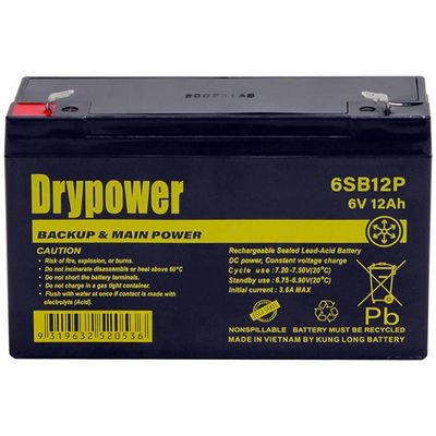 6SB12P Drypower 6V 12Ah Sealed Lead Acid Battery