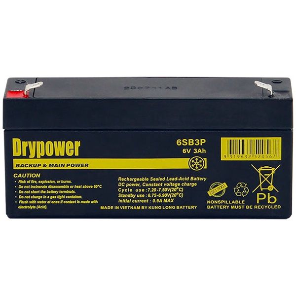 6SB3P Drypower 6V 3Ah Sealed Lead Acid