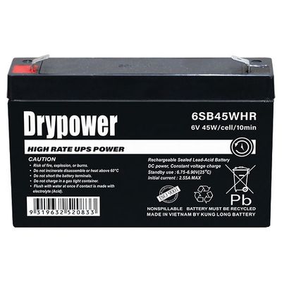 6SB45WHR 6V 45W/Cell sealed lead acid high rate battery