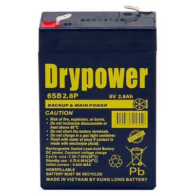 6SB2.8P Drypower 6V 2.8Ah Sealed Lead Acid Battery