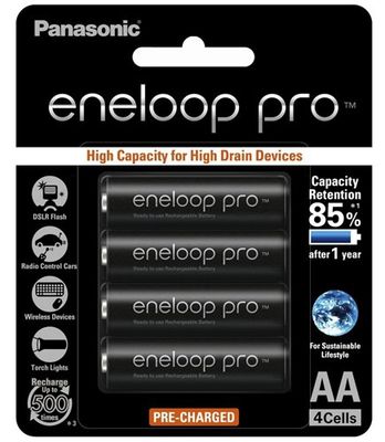 Panasonic Eneloop Pro NiMH AA Batteries 2450mAH 4 Pack
