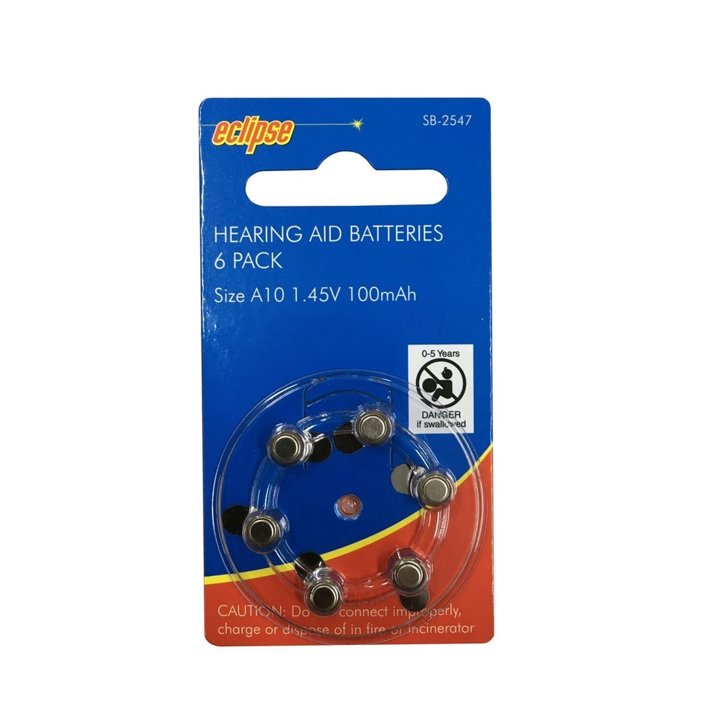 SB2547 - A10 100MAH BATT ZNC AIR HEARING AID  PK6