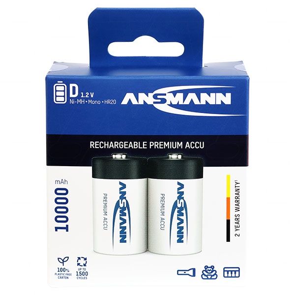 Ansmann D size NiMH Consumer Rechargeable Battery 2 Pack
