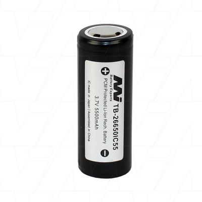 TB-26650IC55-BP1 26650 size 5.5Ah Protected Lithium Ion Torch Battery