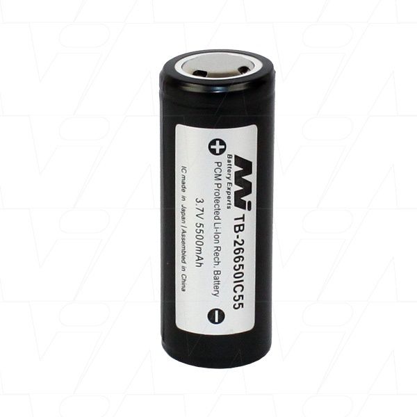TB-26650IC55-BP1 26650 size 5.5Ah Protected Lithium Ion Torch Battery