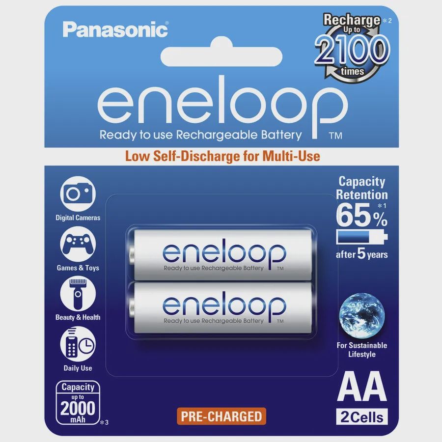 SB2930 - BATT NIMH AA 1.2V 2000MAH ENELOOP PK2