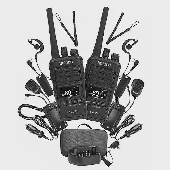 UH755-2DLX 5 Watt UHF Splashproof CB Handheld Radio Deluxe Pack