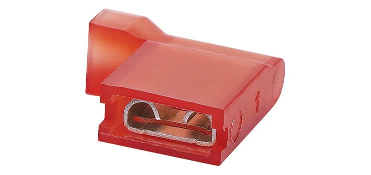 HR2001B RED R/A FEMALE SPADE CONN