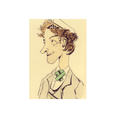 Unrasierter Student in Couleur Karikatur um 1910