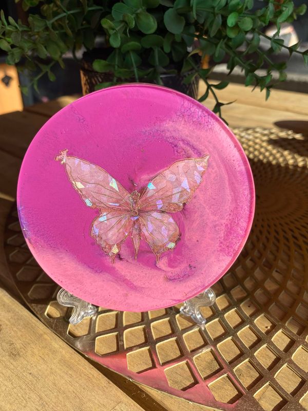 ORGONITE OPLAADSCHIJF: PINK BUTTERFLY