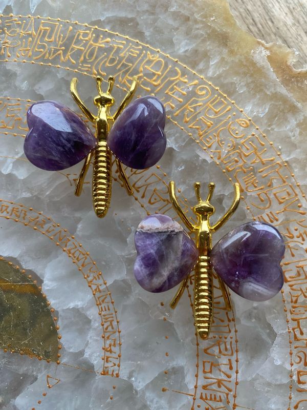 Vlindertje goud met Amethist