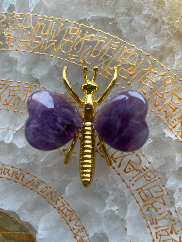 Vlindertje goud met Amethist