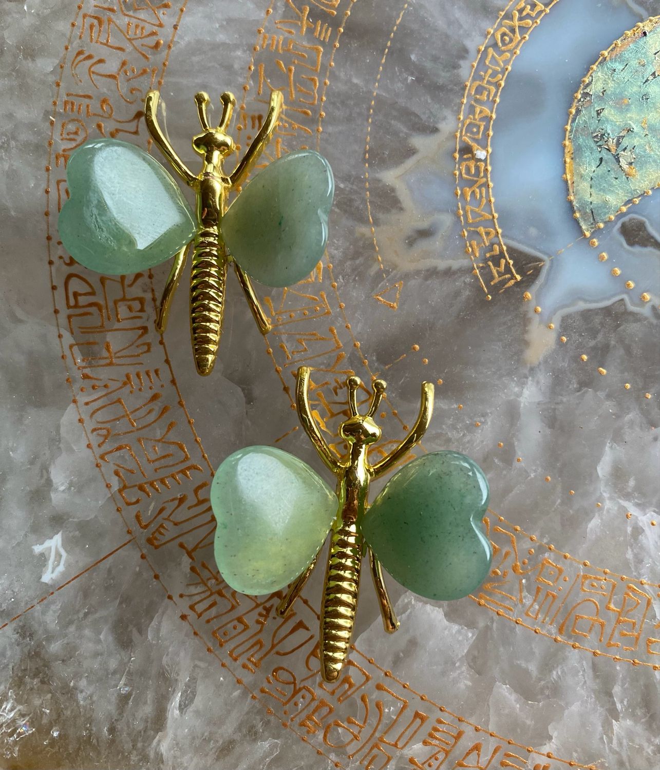 Vlindertje goud met Aventurijn