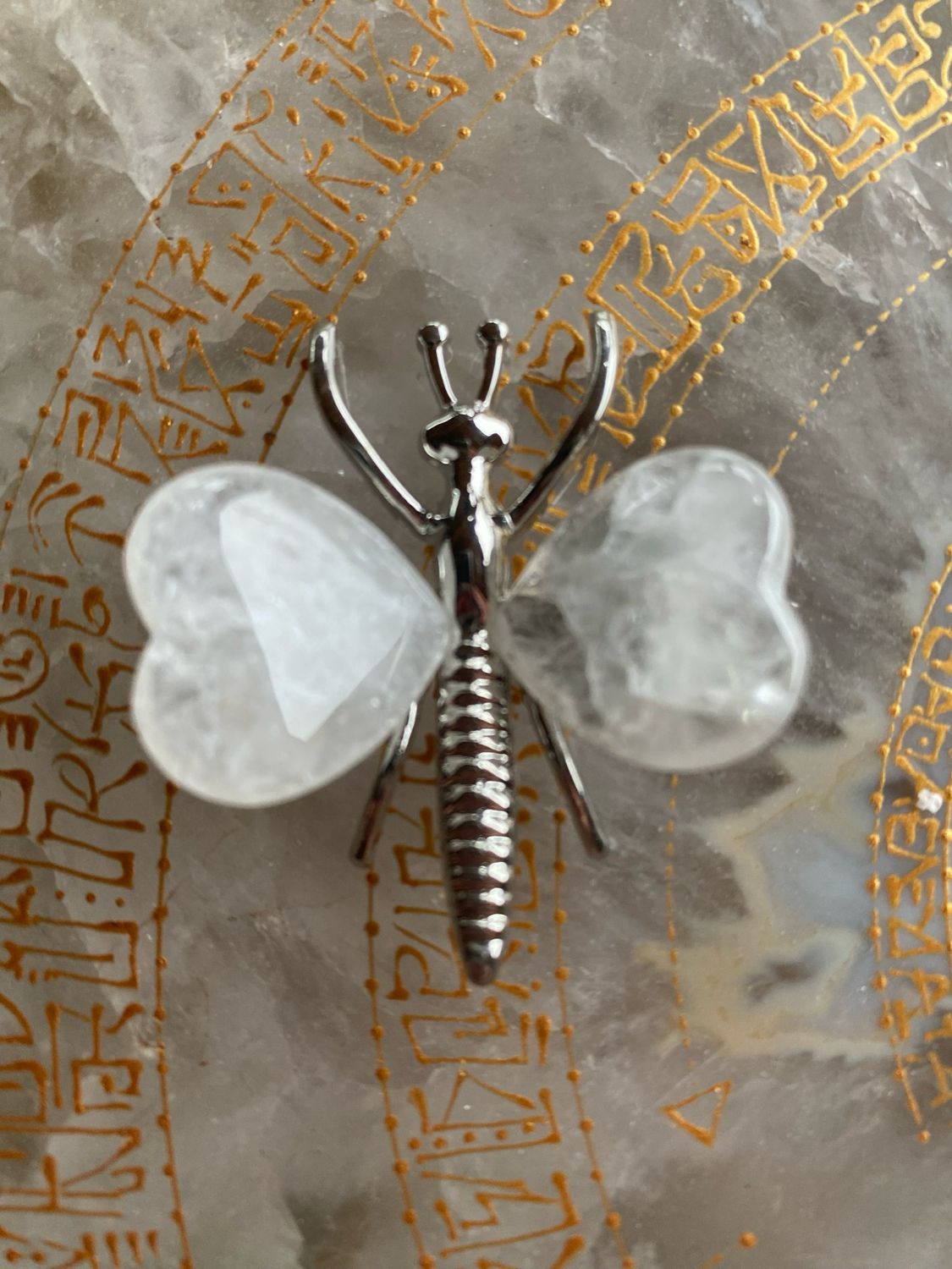 Vlindertje zilver met Bergkristal