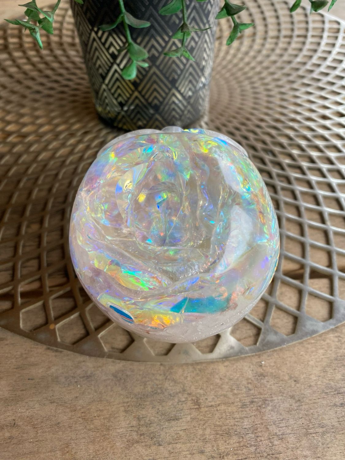 ORGONITE SKULL: RAINBOW ROSE