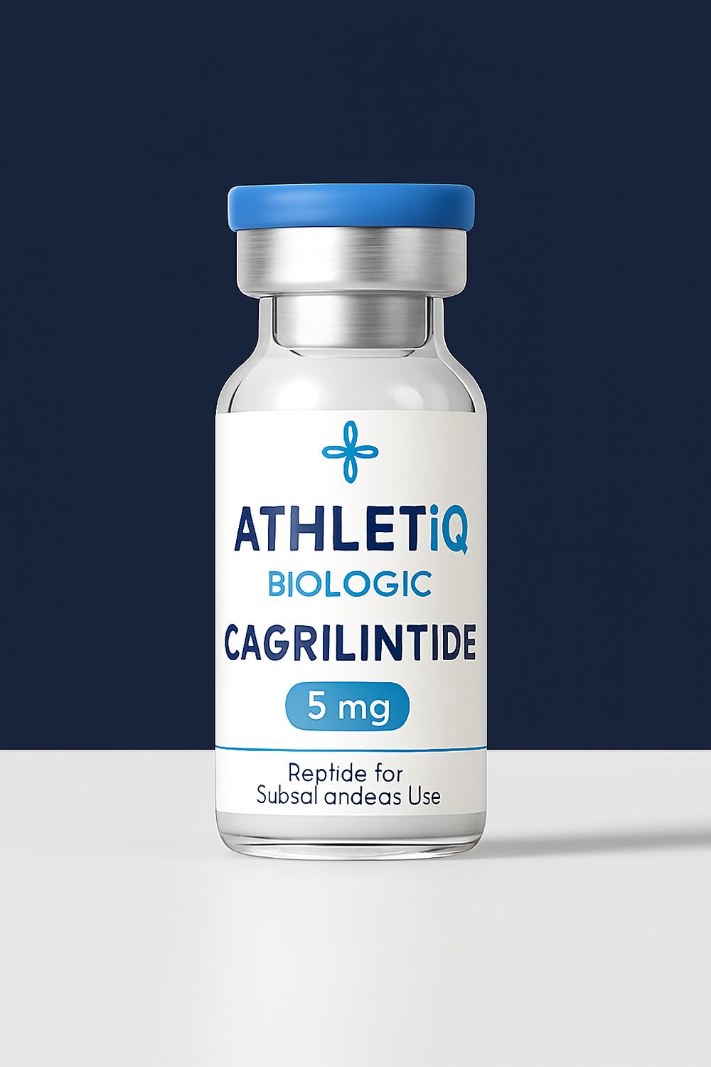 Athletiq Biologic vial of Cagrilintide 10mg, sterile lyophilized peptide labeled for research use only