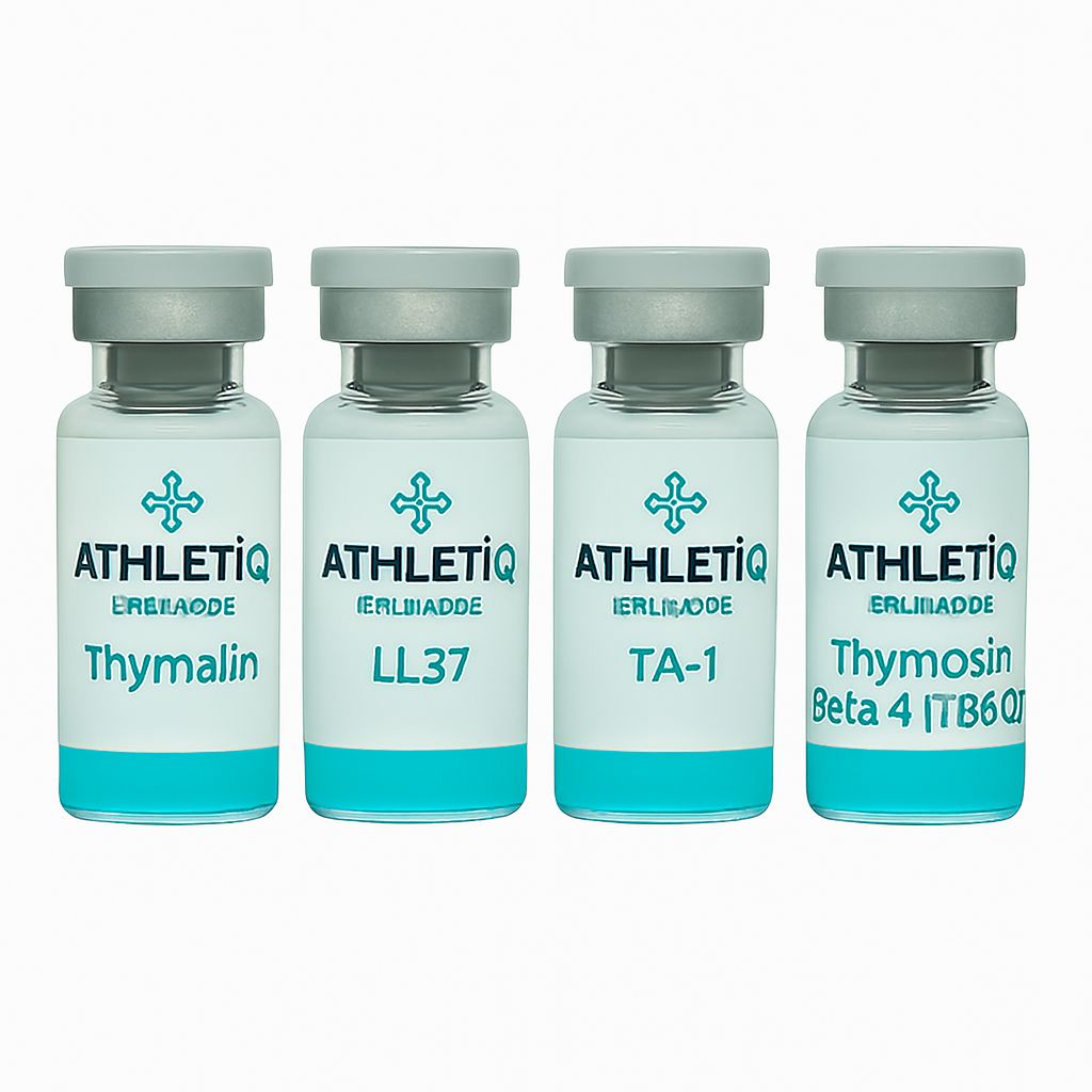 Athletiq Biologic Cellular Resilience Research Bundle with multiple sterile peptide vials labeled for research use only