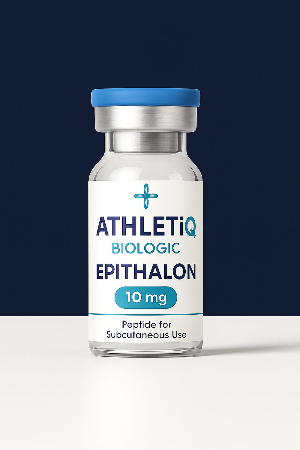 Athletiq Biologic vial of Epithalon 10mg, sterile lyophilized peptide labeled for research use only