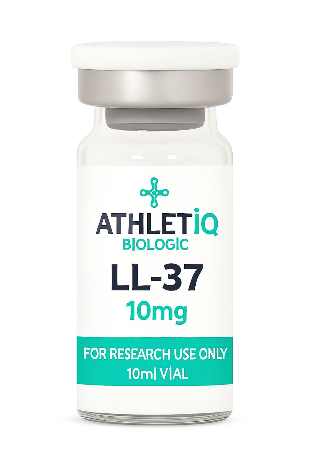 Athletiq Biologic vial of LL-37 5mg, sterile lyophilized peptide labeled for research use only