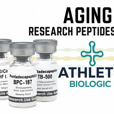 Athletiq Biologic Aging Research Peptides category with sterile lyophilized vials labeled for research use only