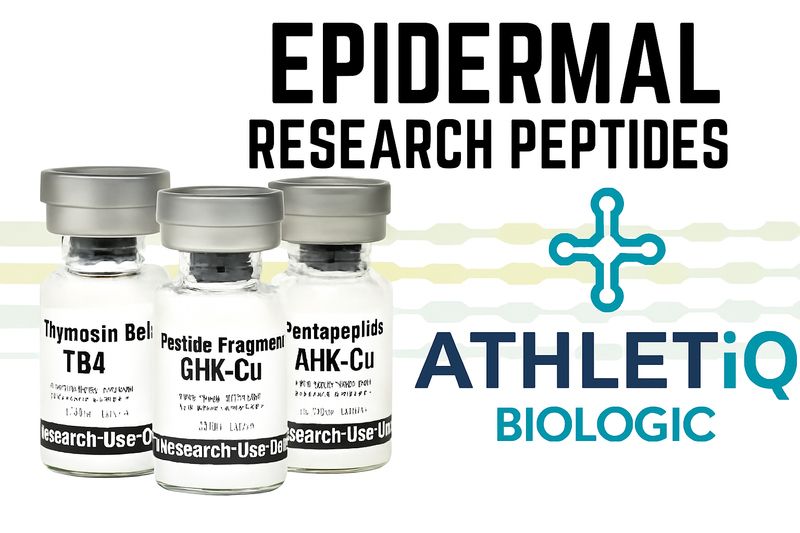 Athletiq Biologic Epidermal Research Peptides category with sterile lyophilized vials labeled for research use only