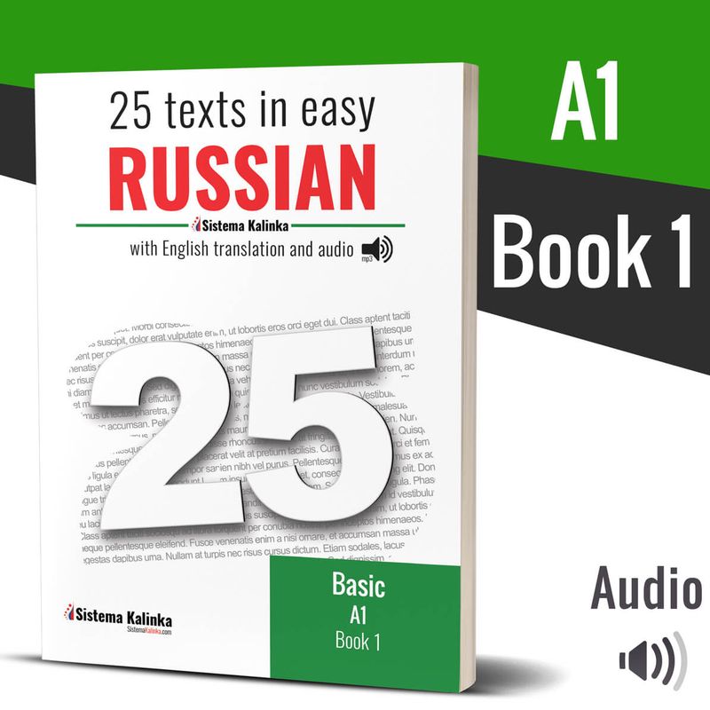 25 texts in easy Russian+audio: Level A1 - Book 1 (paper)