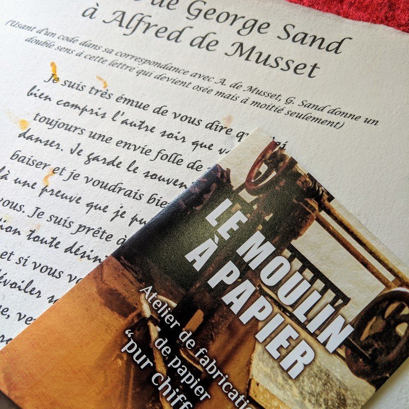 Lettre de George Sand - Moulin à Papier de Sainte-Suzanne