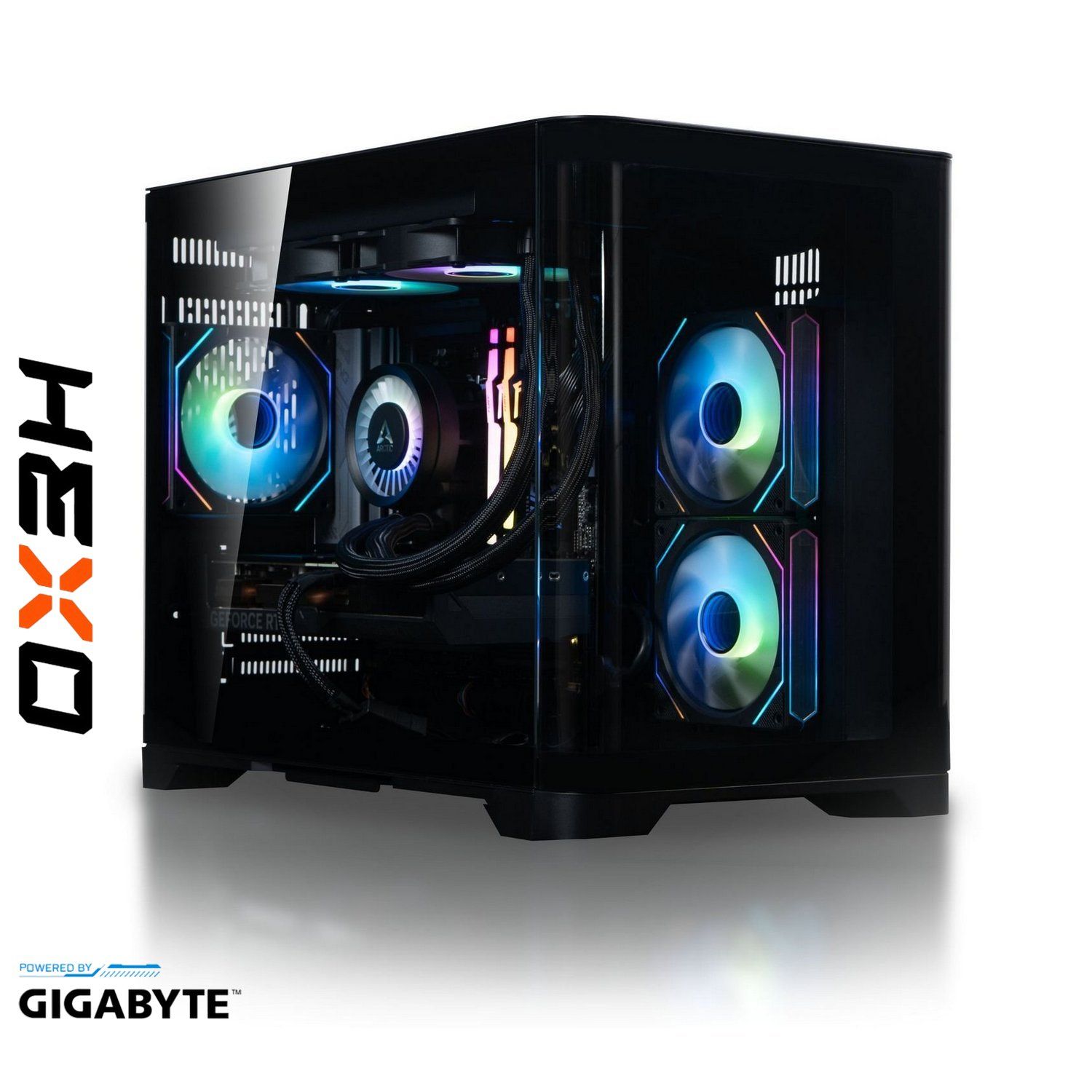 PC für Design HEXO FrameMaster Start Base (HFM-14600KFN5070-D532S1TBK) Schwarz / Intel Core i5-14600KF (3,5–5,3 GHz), 14 Kerne / RTX 5070 / 32 GB (DDR5) / 1024 GB (SSD)