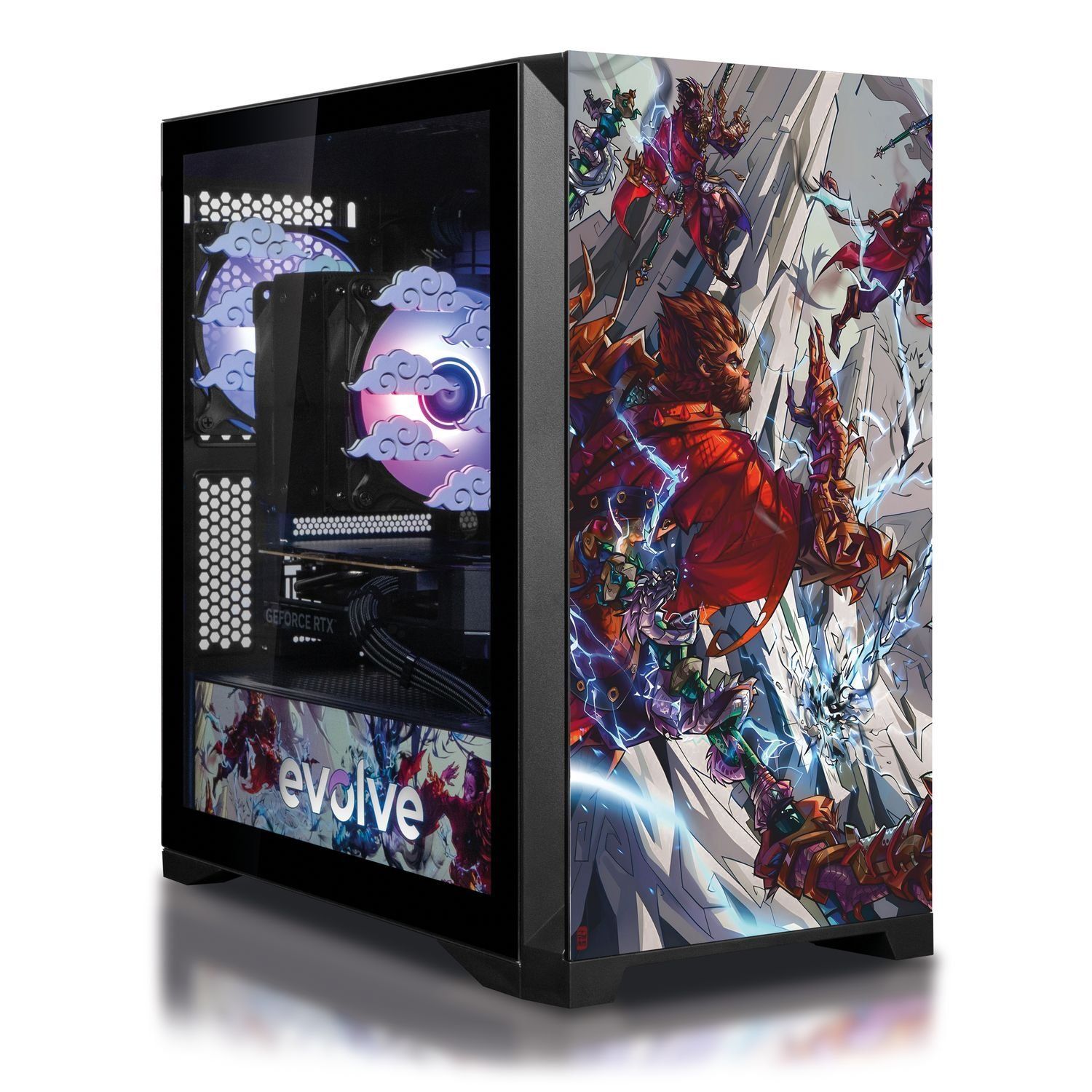 Computer EVOLVE SpecialPart Wukong: LightningFury (EVSP-WLFR7500FN5060-D532S1TBK) Schwarz / AMD Ryzen 5 7500F (3,7-5,0), 6 Kerne / RTX 5060 / 32 GB (DDR5) / 1024 GB (SSD)