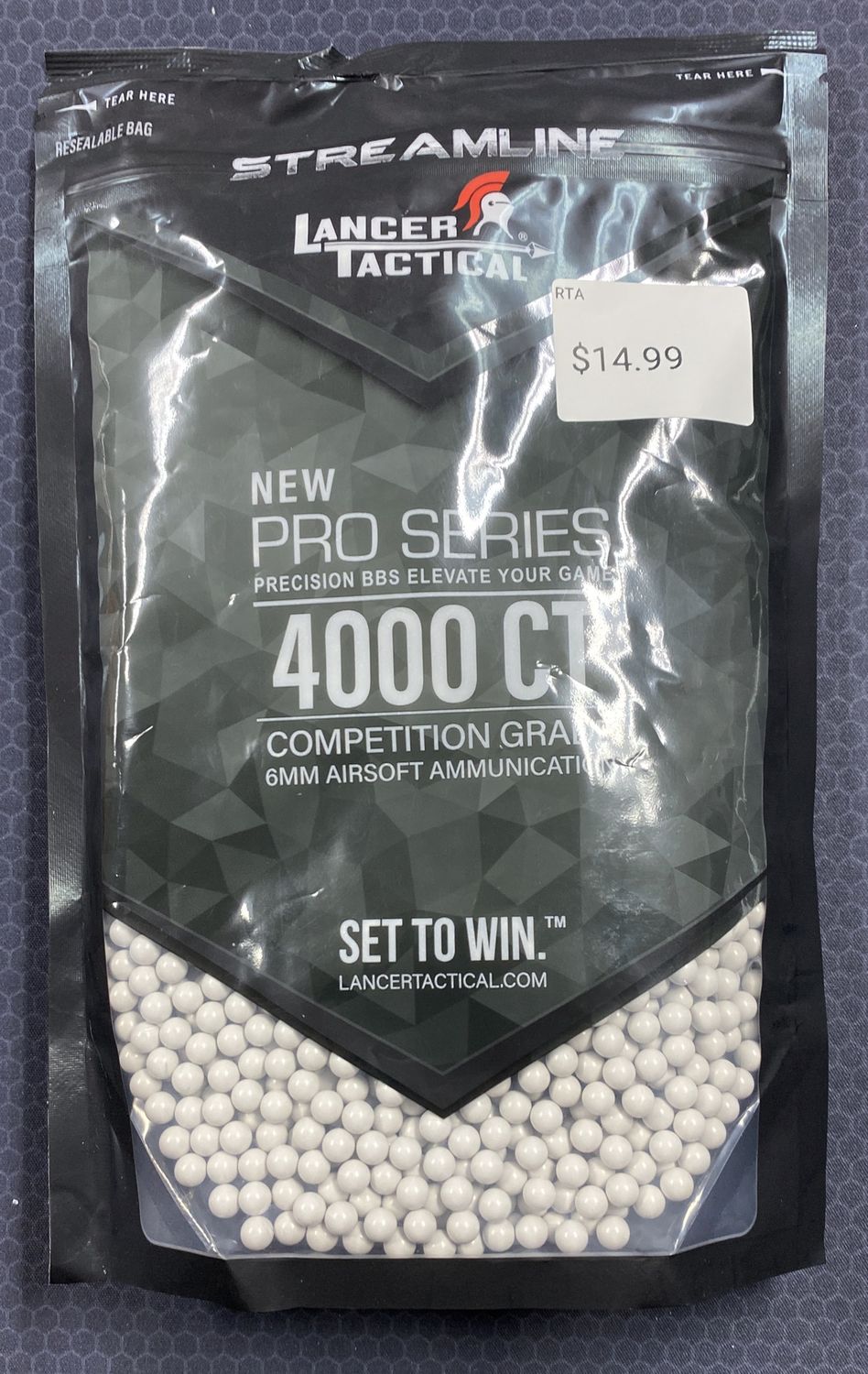 Lancer Tactical 4000 Round 0.25g Seamless Airsoft BBs, White