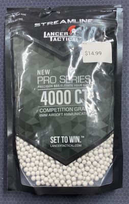 Lancer Tactical 4000 Round 0.25g Seamless Airsoft BBs, White