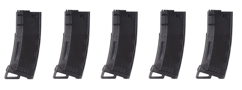 Lancer Tactical 130rd High Speed Mid-Cap M4 Airsoft Magazine, Black, 5 Pack