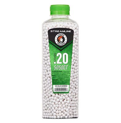 Lancer Tactical 5050 Round 0.20g Streamline Airsoft Bio Bottle, White