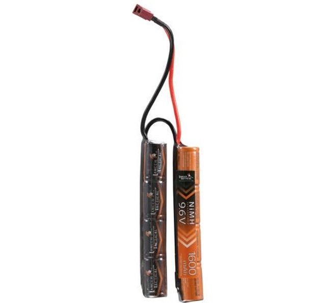 Lancer Tactical Airsoft NiMH 9.6v 1600mAh Nunchuck Battery, Deans
