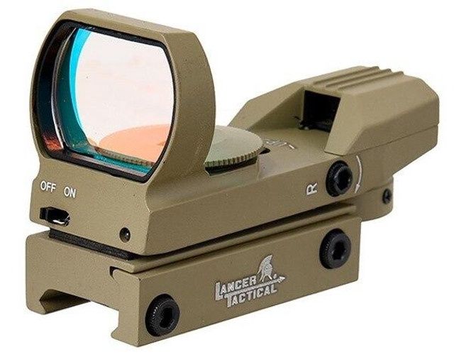 Lancer Tactical 4 Reticle Red Control Reflex Sight, Tan