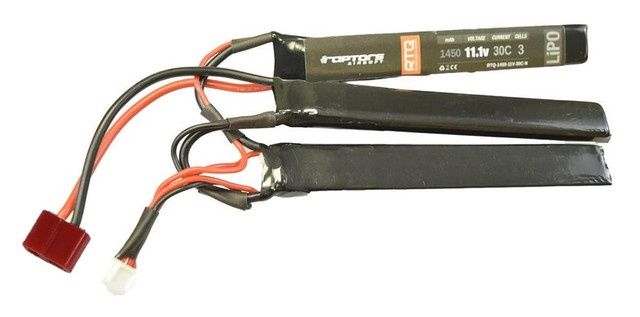 Raptors Airsoft RTQ 11.1V 1450 mAh 30C nunchuck LiPO Battery, Deans / T-Plug