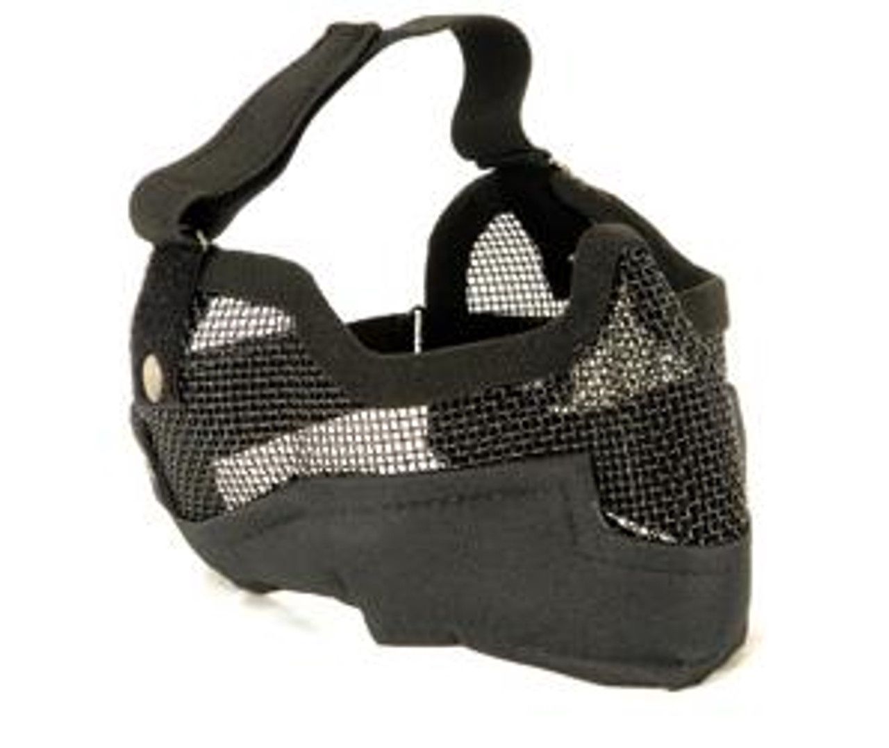 Lancer Tactical 3g Steel Mesh Half Face Mask, Deluxe Version w/ Ear Protection, Black