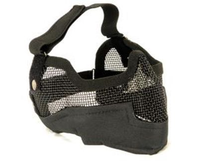 Lancer Tactical 3g Steel Mesh Half Face Mask, Deluxe Version w/ Ear Protection, Black