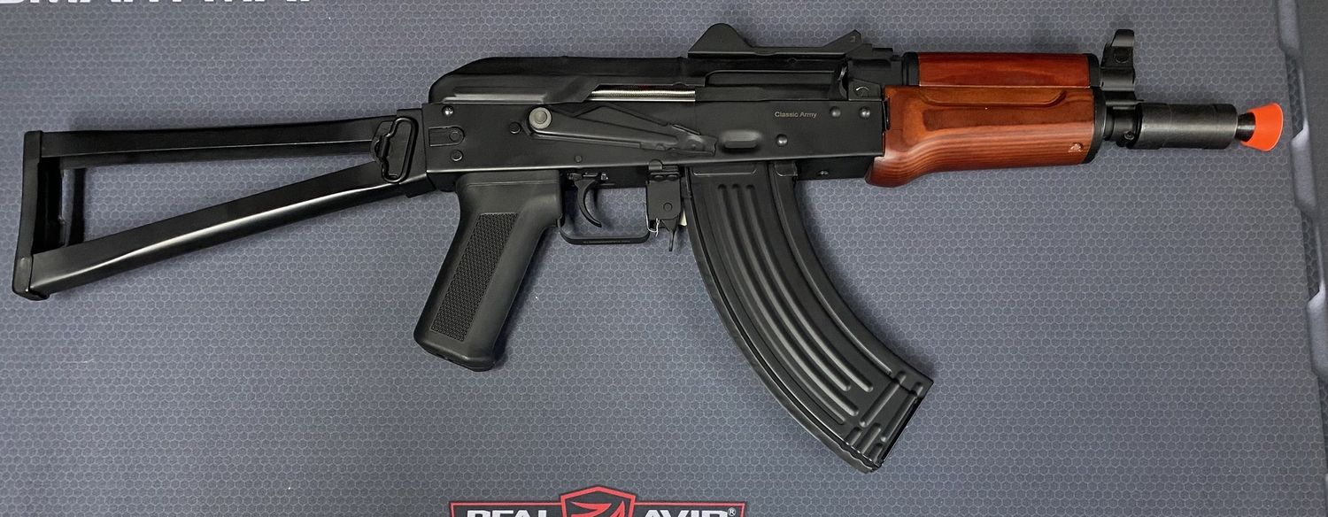 AKS-74U Full Metal Real Wood Furniture Side Folding Stock + Battery and Charger    CA018M-1
