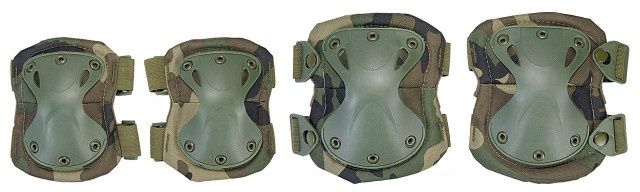 Lancer Tactical Quick-Release Knee &amp; Elbow Pad Set, Woodland Camo