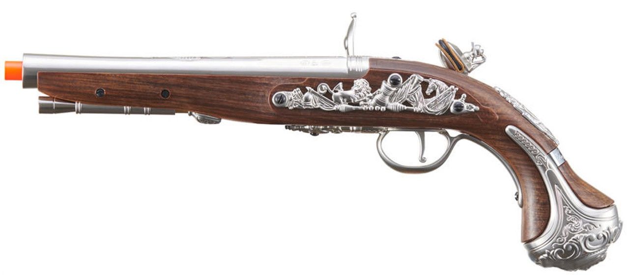 HFC George Washington Flintlock Airsoft Green Gas Powered Pistol, Silver