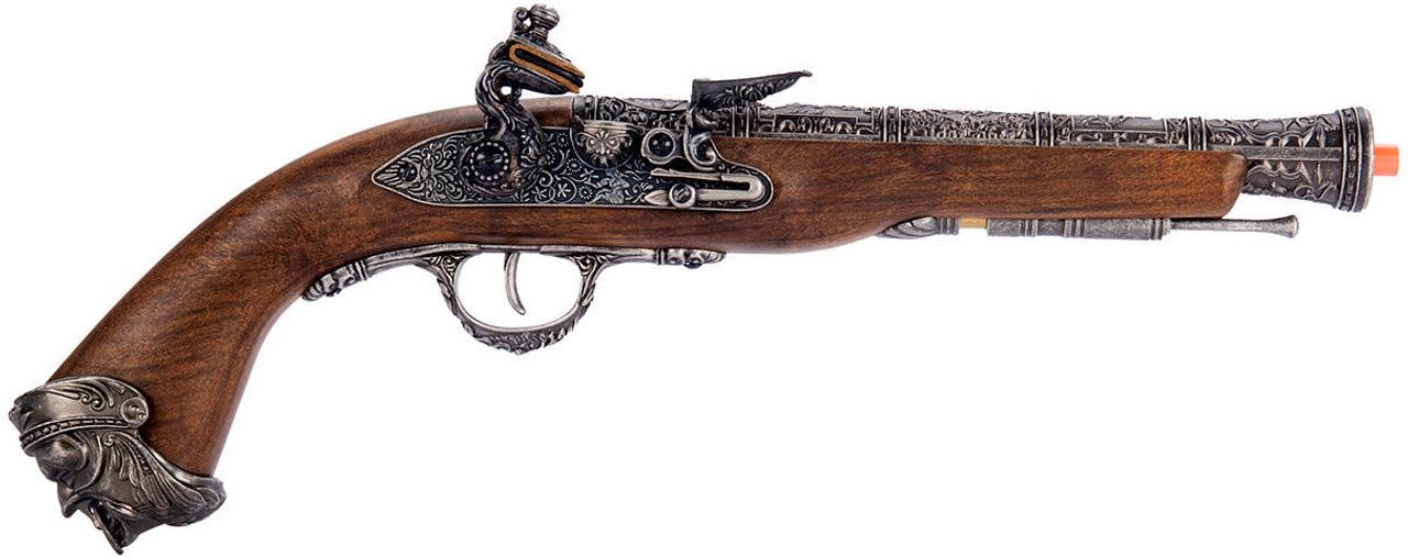 HFC Flintlock Pirate CO2 Airsoft Pistol, Silver/Wood