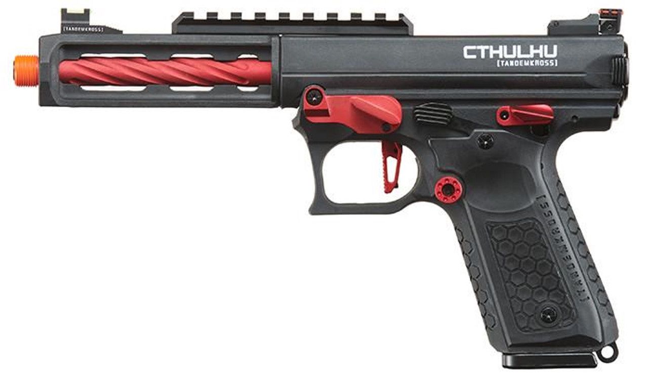 Lancer Tactical Tandemkross CTHULHU Gas Blow Back Airsoft Pistol, Black/Red