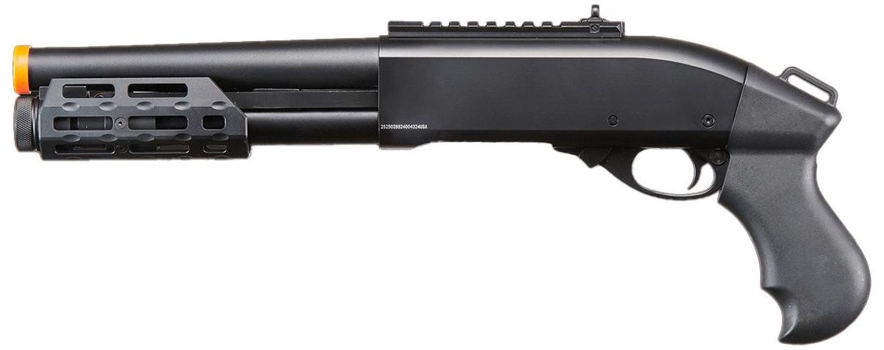 Golden Eagle M8879 3/6-Shot Pump Action Gas Airsoft Sawed-Off Shotgun w/ M-LOK Forend, Black