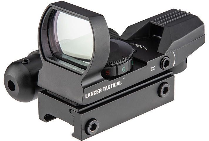 Lancer Tactical 4-Reticle Red/Green Dot Reflect Sight w/ Laser, Black