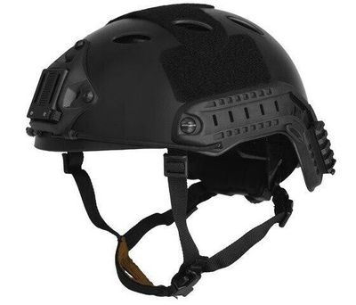 Lancer Tactical SpecOps Military Style Helmet, PJ Type with Rails and Velcro, Black