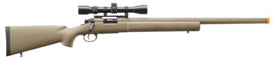Lancer Tactical High FPS M24 Bolt Action Spring Powered Airsoft Sniper Rifle w/ Scope, Tan